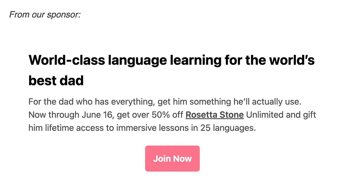 A screen capture of a Rosetta Stone ad.