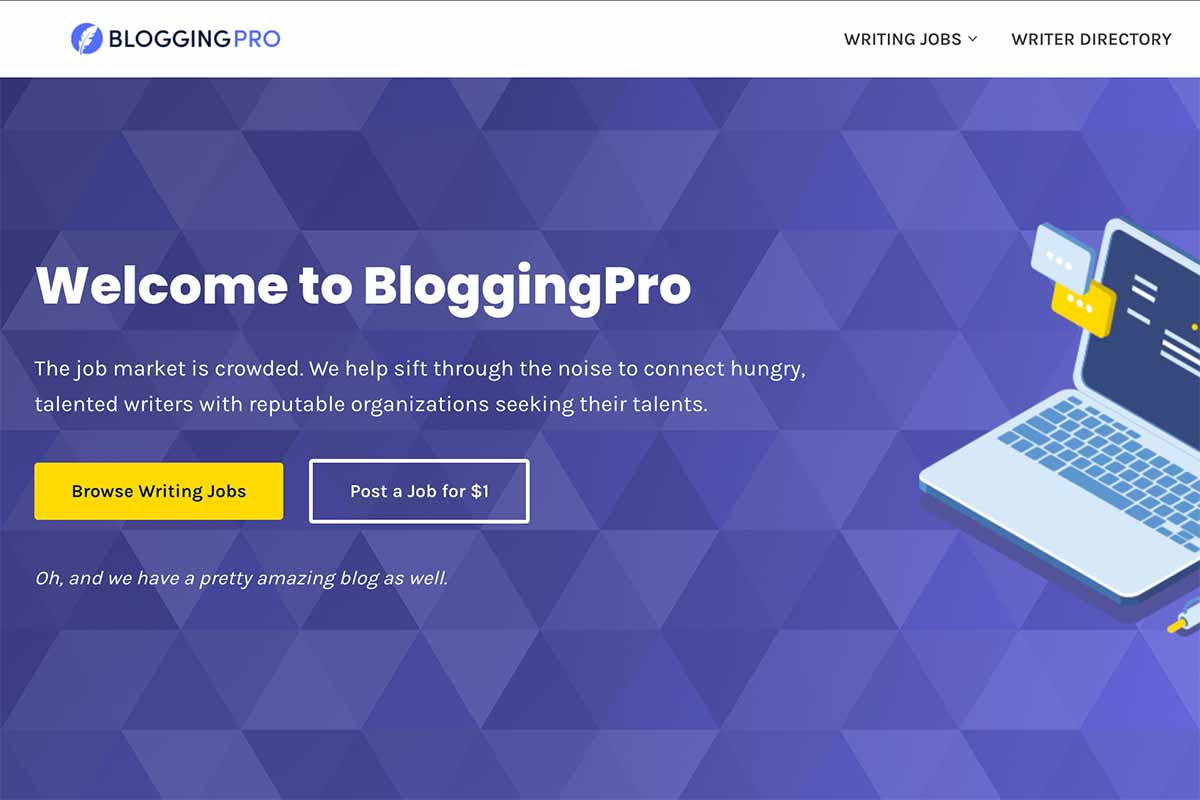 A screen capture of the BloggingPro website.