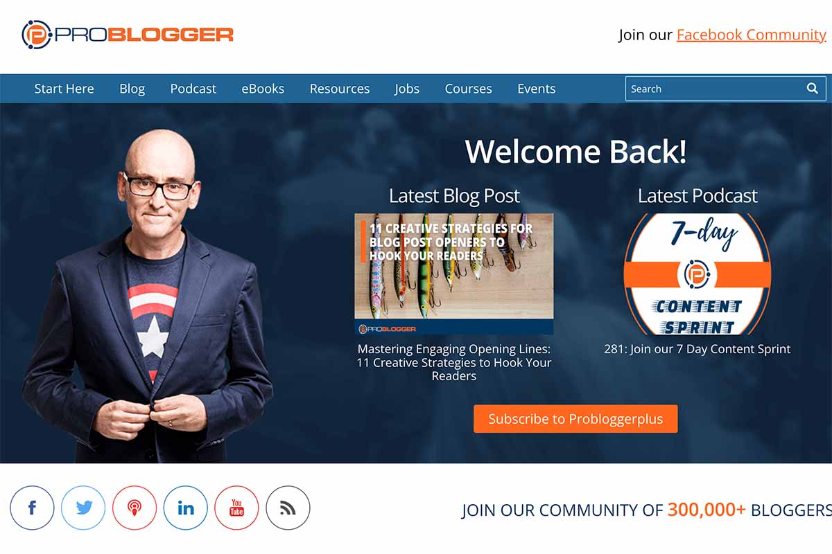 A screen capture of the ProBlogger website.