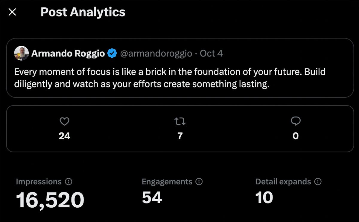 A screen capture from X showing engagement.