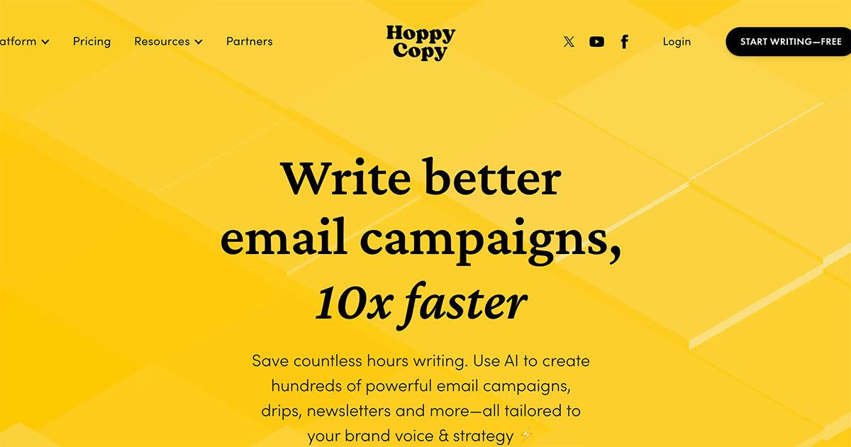 A screen capture from the Hoppy Copy website.