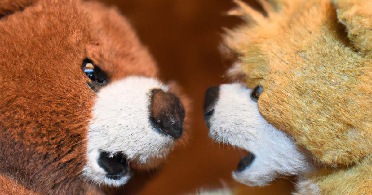 An AI generated image showing two teddy bears arguing.