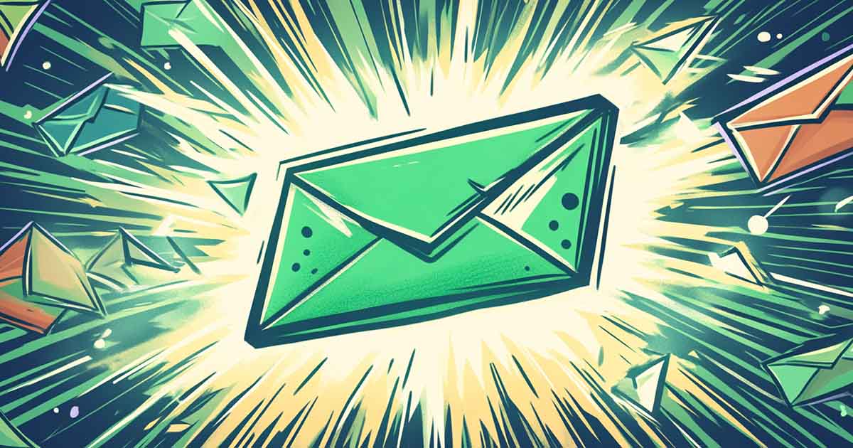 A green envelop representing the potential of AMP Email.